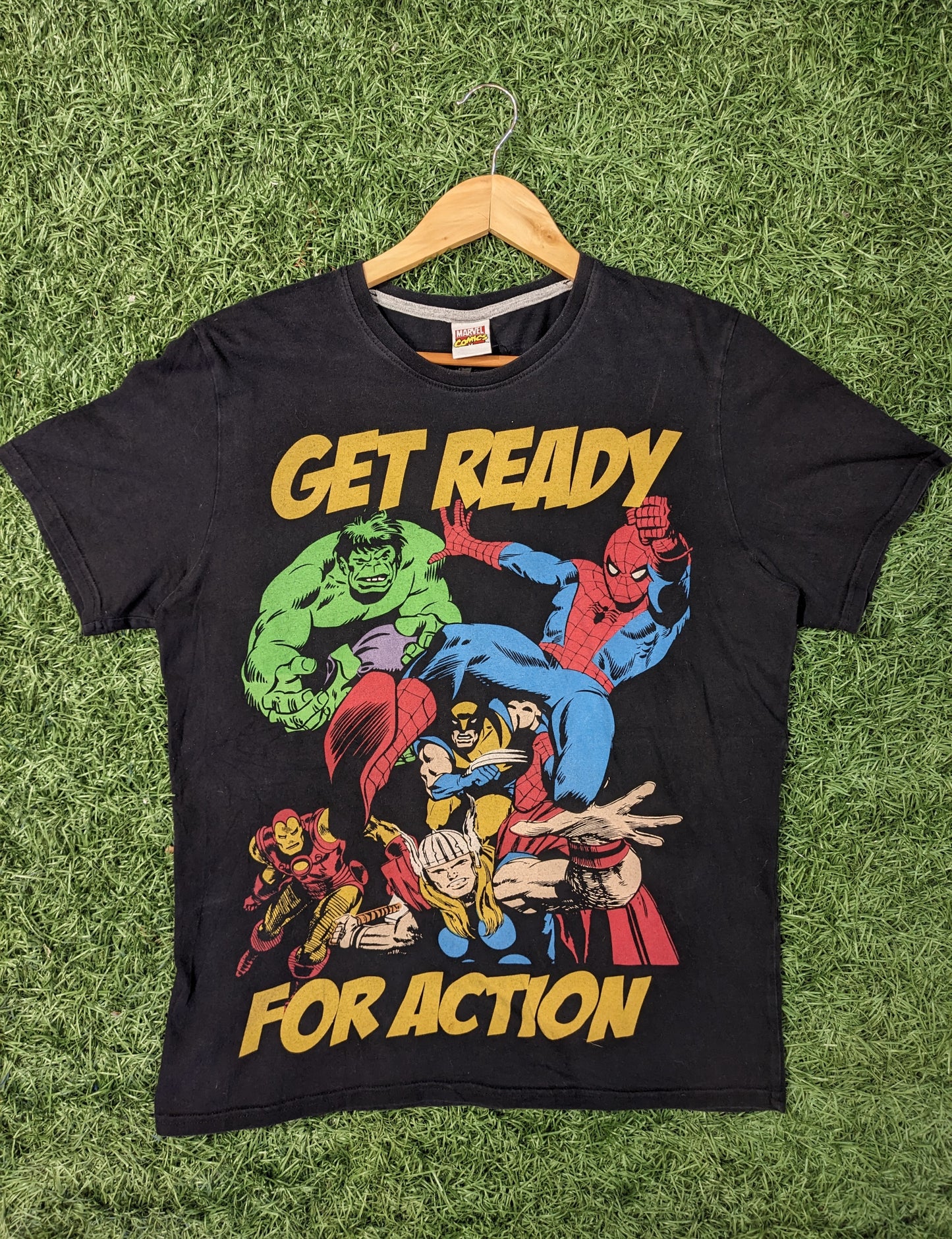 Marvel Comics Get Ready For Action Vintage Tee