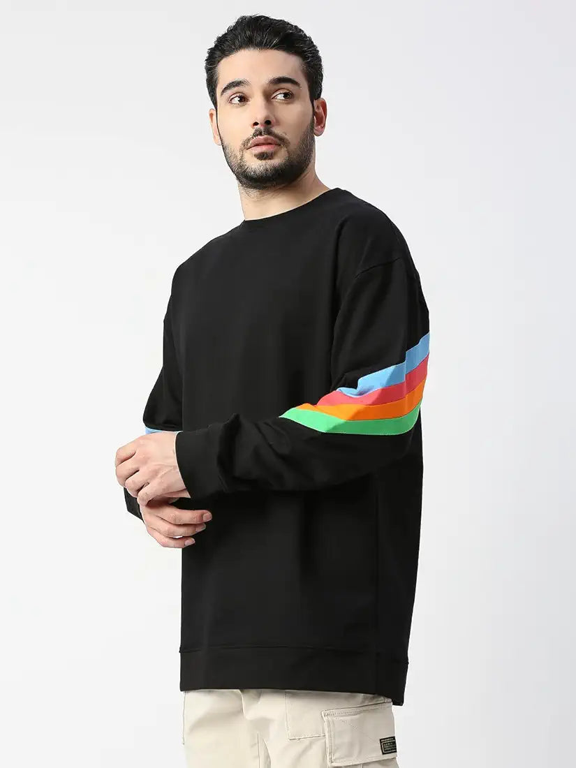 Blamblack Black Rainbow Line Full Sleeved Sweatshirt