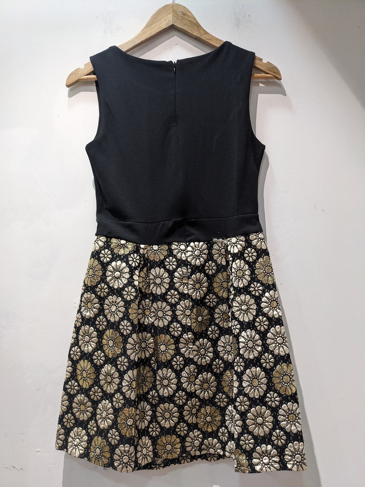 Black Mini Dress With Golden Flowers