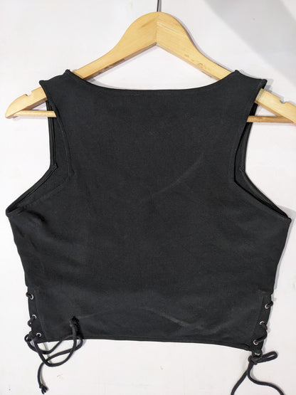 Bershka Black Top With Tie-up Detailing