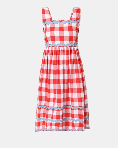 Vero Moda Red Checked Dress