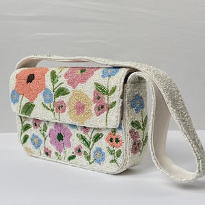 Soft Girl Floral Beaded Bag