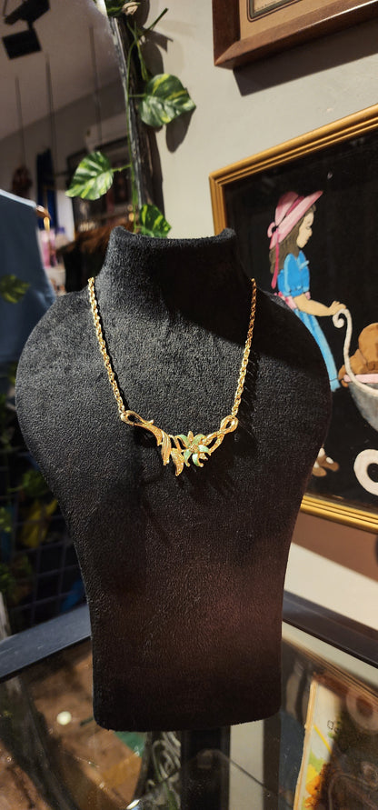 Green Enamel Floral Necklace