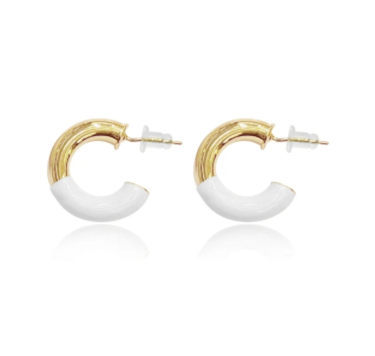 White Enamel Small Earrings