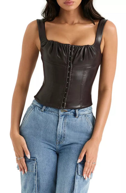 House Of CB Brown Leather Corset