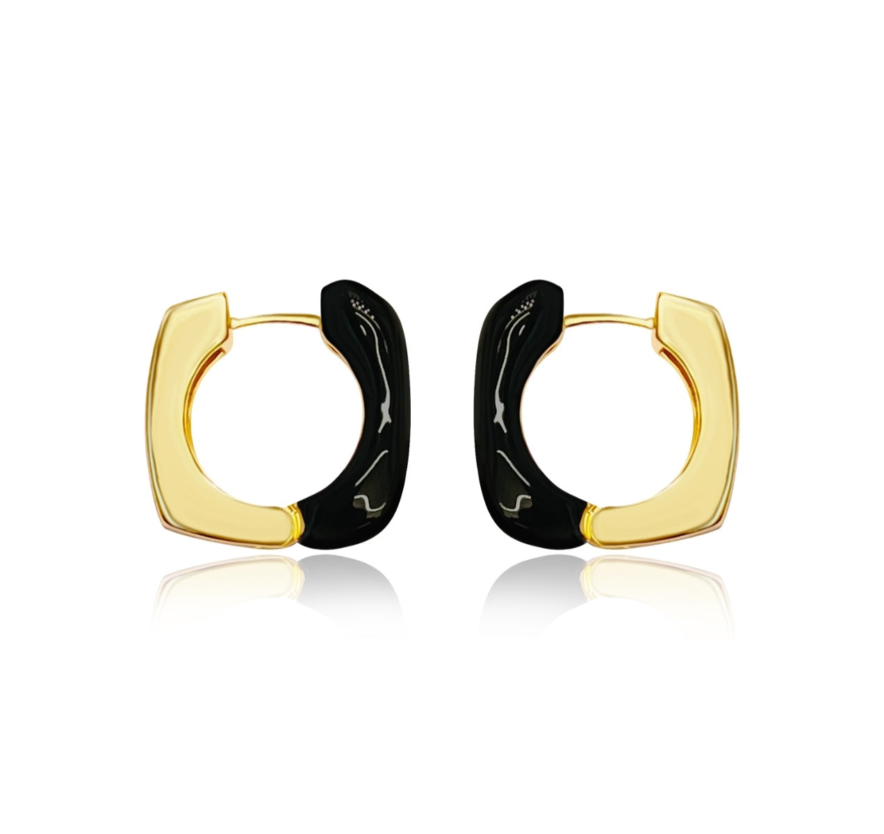 Gold/Black Square Earrings