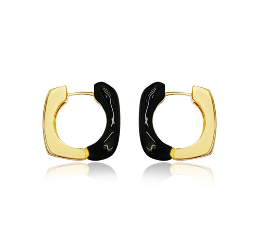 Gold/Black Square Earrings