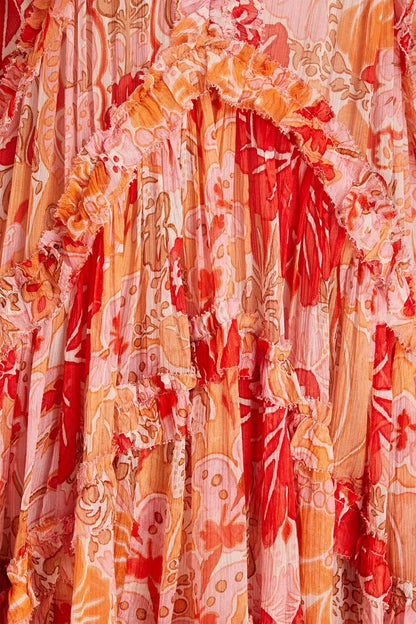 Zimmerman Ruffled Floral Silk Crepon Mini Dress