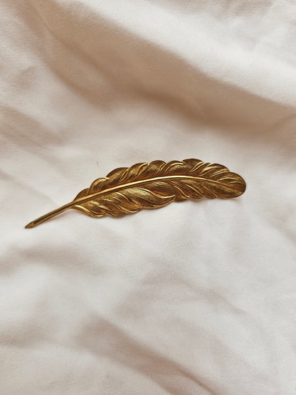Vintage Gold Feather Brooch Pin