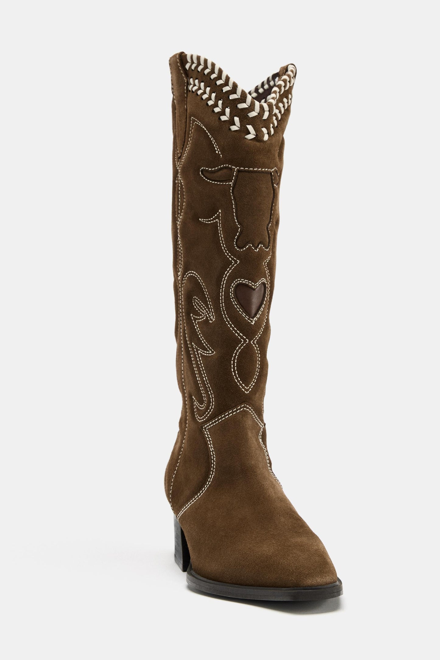 Zara Festival Leather Embroidered Boots