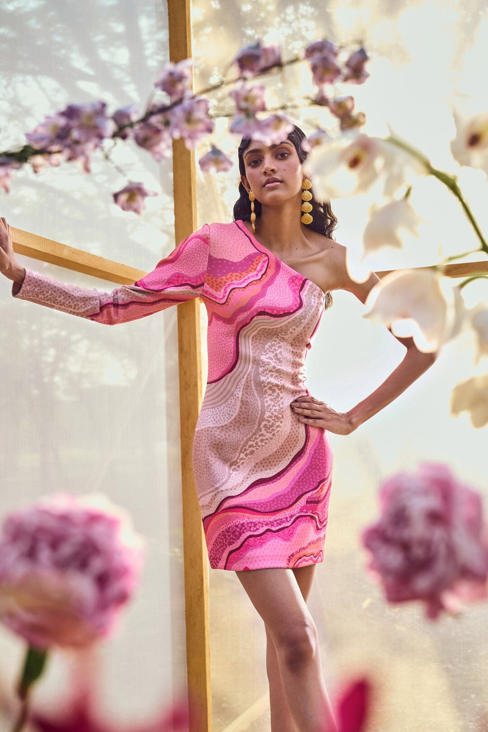 Pankaj & Nidhi Pink Printed Dress