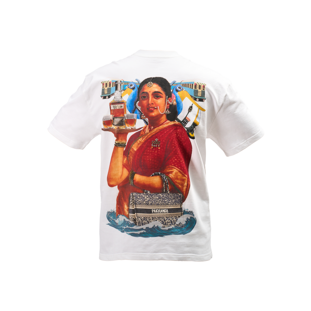 Code Brwn White Printed Tee