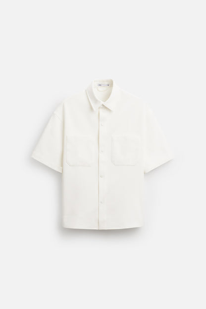 Zara Textured Comfort White Overshirt