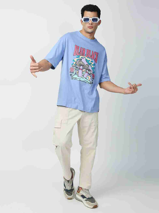 Blamblack Blue Regular Fit Printed Tee