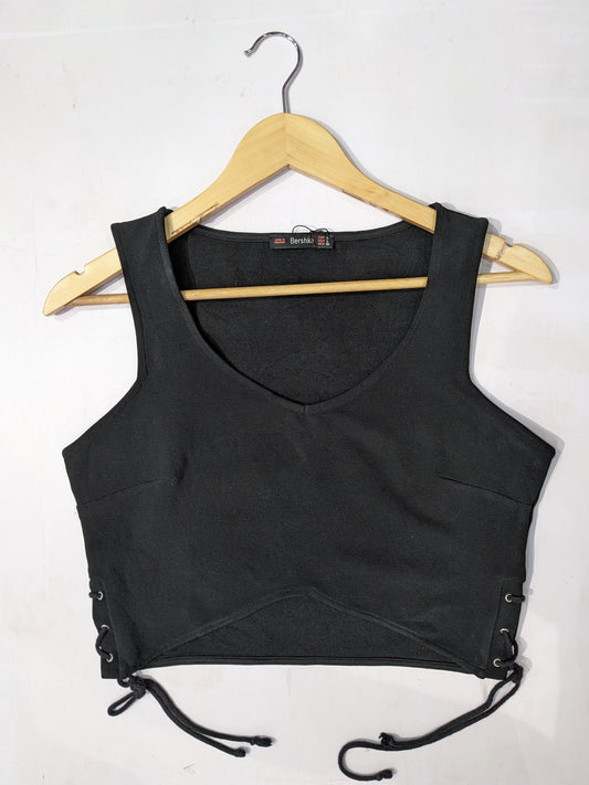 Bershka Black Top With Tie-up Detailing