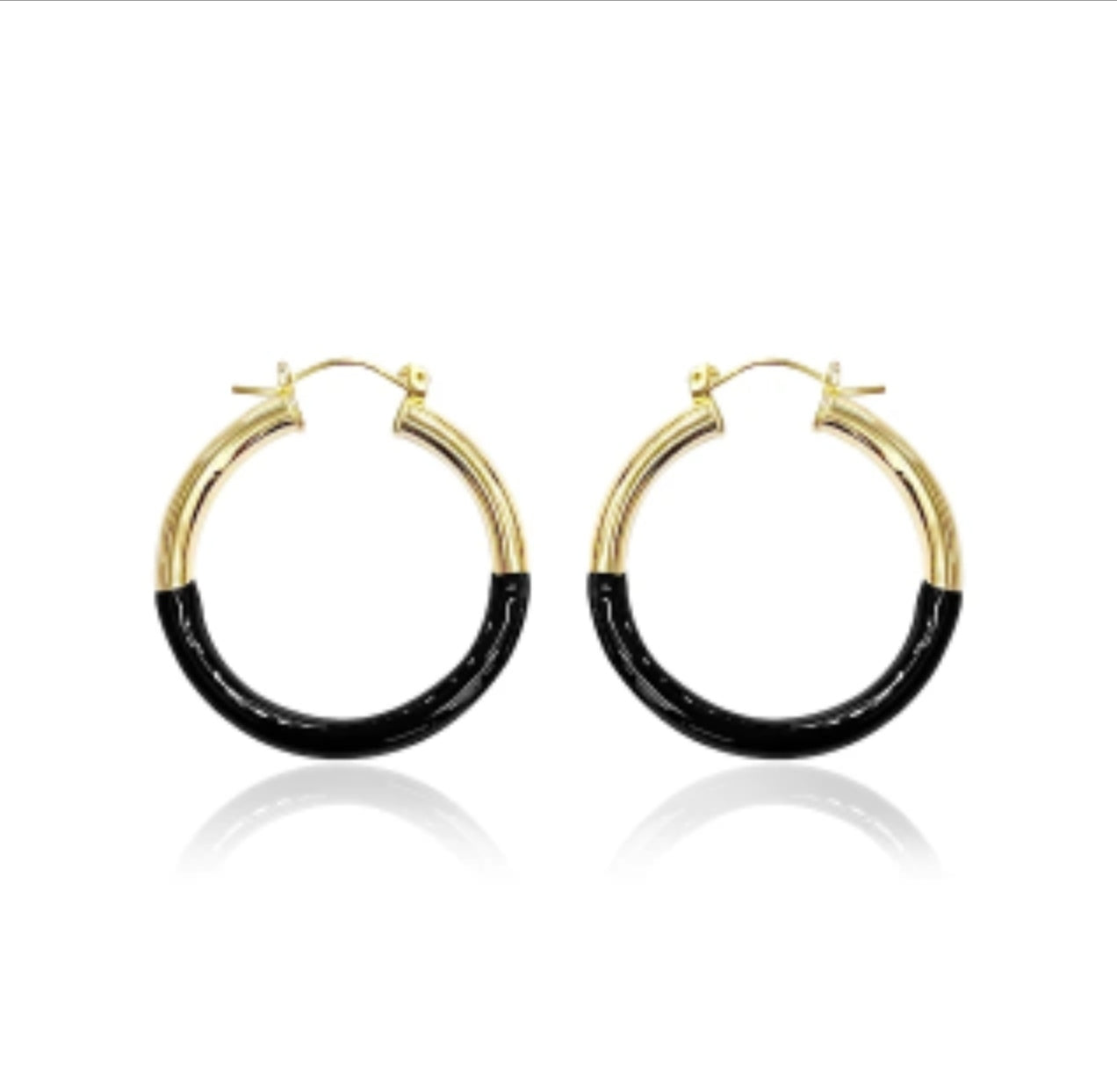 Gold Black Medium Earrings (2 pieces)
