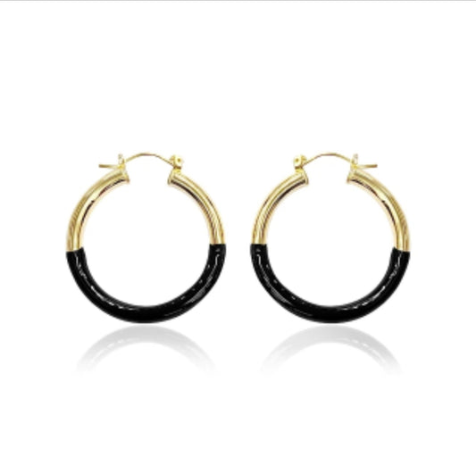 Gold Black Medium Earrings (2 pieces)
