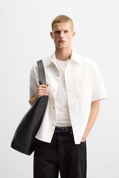 Zara Textured Comfort White Overshirt