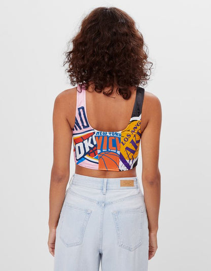 Bershka NBA Printed Corset Top