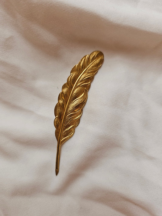 Vintage Gold Feather Brooch Pin