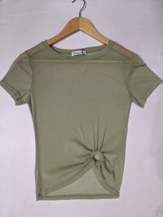 Vincenove Light Green Mesh Top