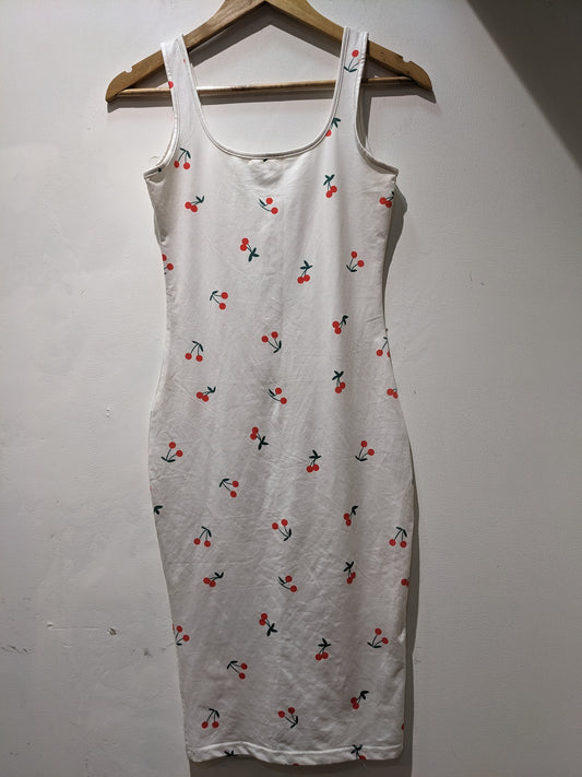 Shein Cherry Print Dress White