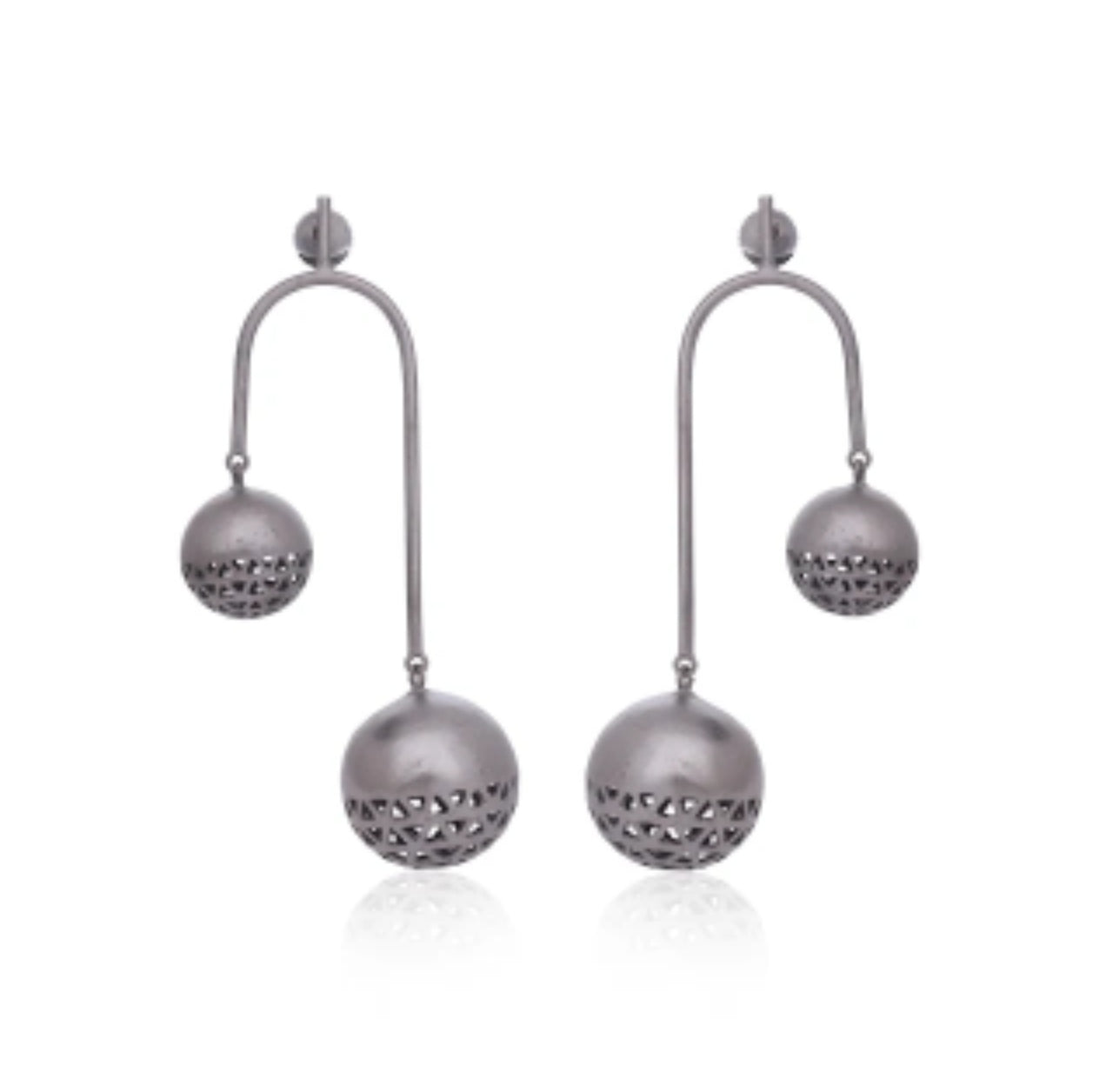 Gun Metal Twin Ball Earrings