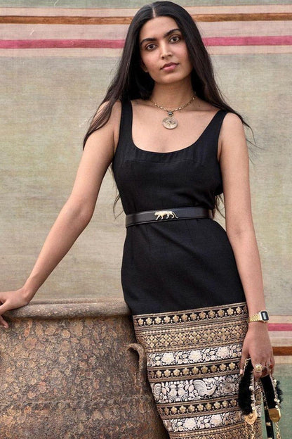 Sabyasachi Royal Bengal Tiger Embellished Black Leather Belt