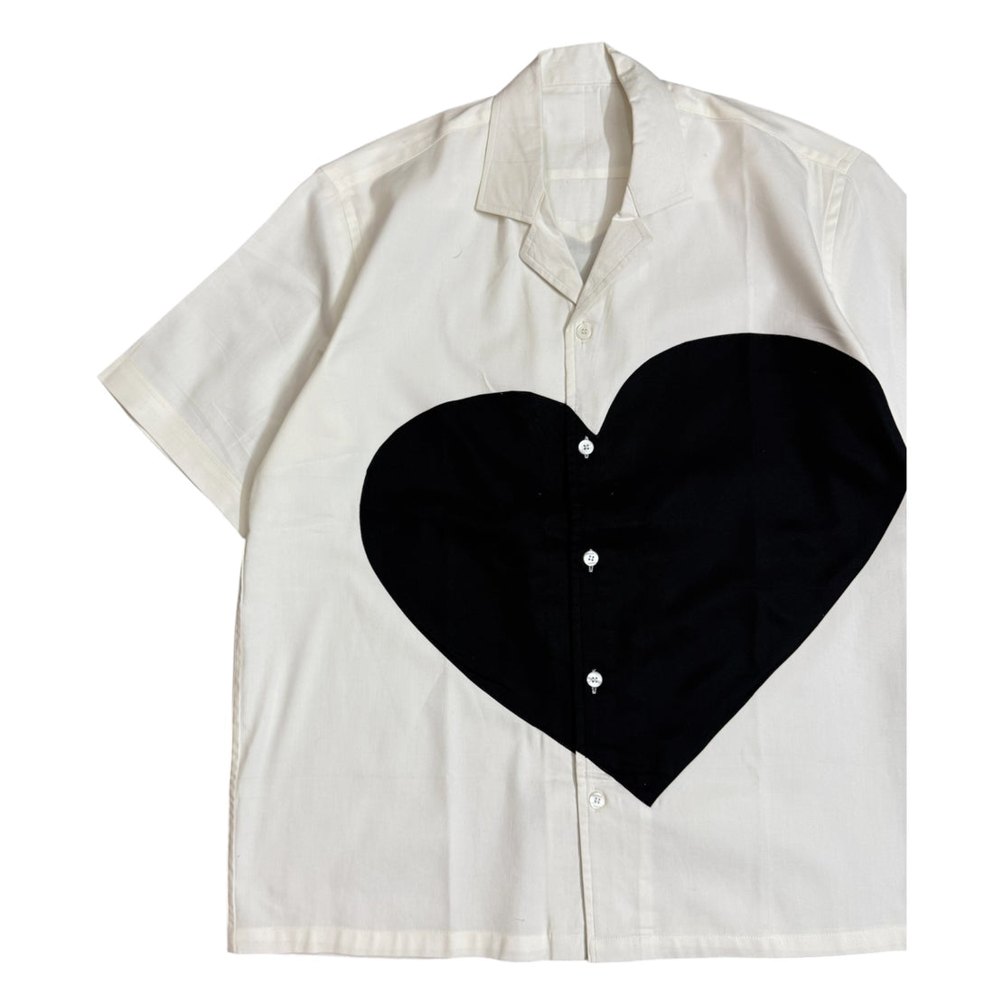 White & Black Heart Patch Shirt