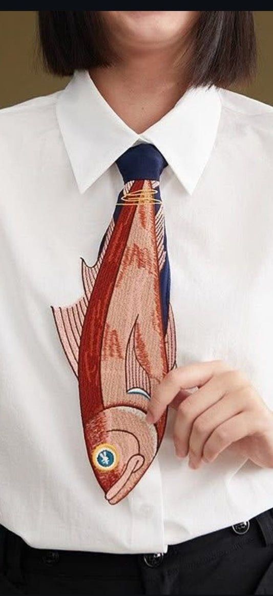 Embroidery Fish Tie