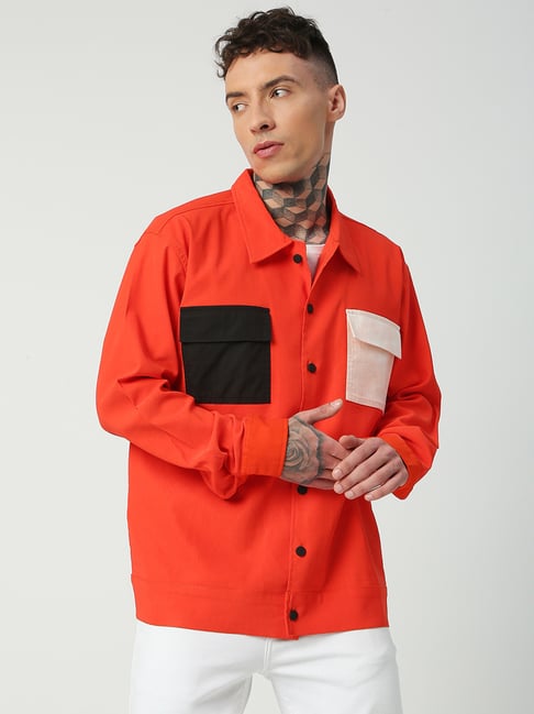 Blamblack Orange Relaxed Fit Oversized Jacket