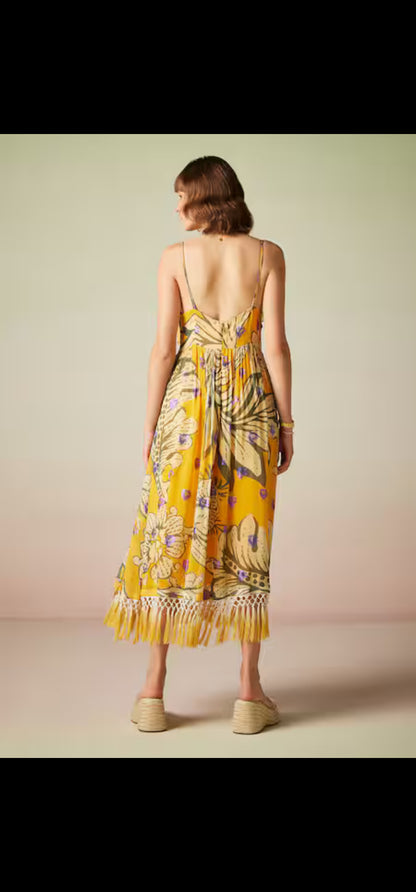 Verb Multi Colored Viscose Lurex Geogette  Printed Dress