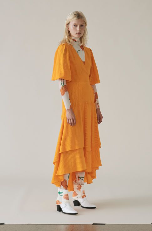 Ganni Tilden Mesh Rollneck Dress