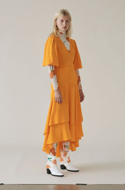 Ganni Tilden Mesh Rollneck Dress