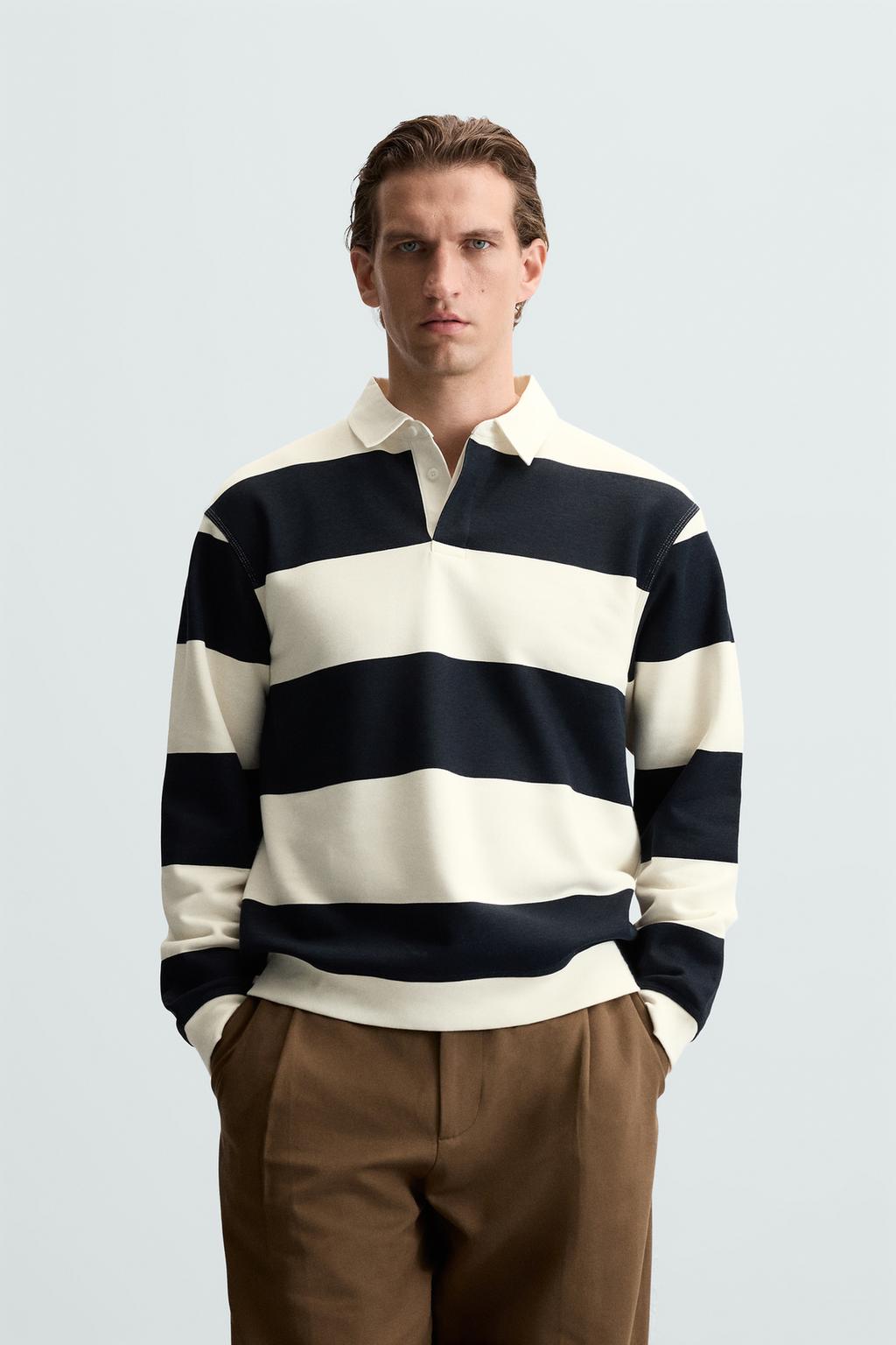 Zara Striped Polo Sweatshirt