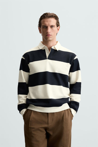 Zara Striped Polo Sweatshirt