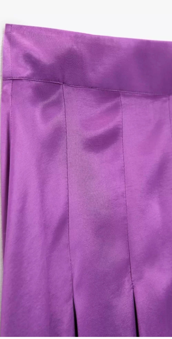 Zara Purple Satin Skirt