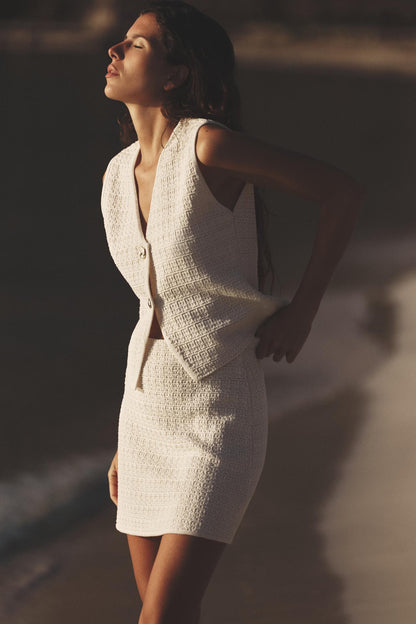 Zara Cream Knit Vest + Skirt