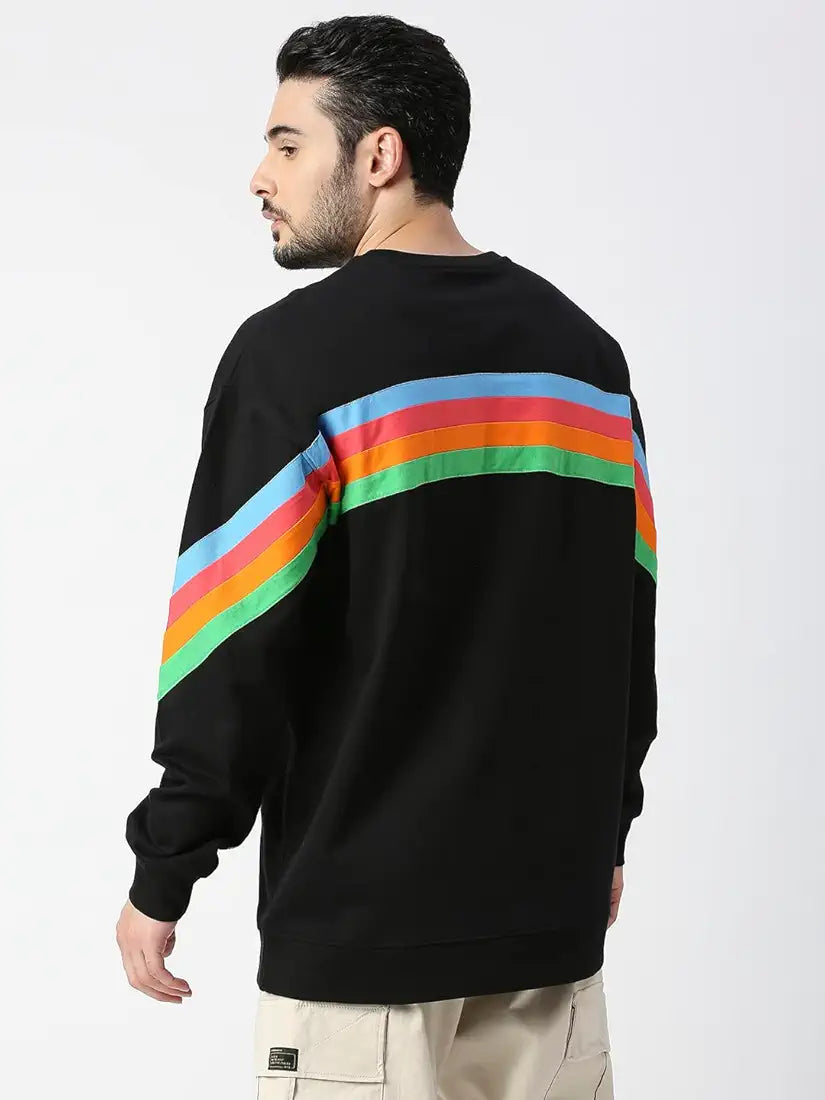 Blamblack Black Rainbow Line Full Sleeved Sweatshirt