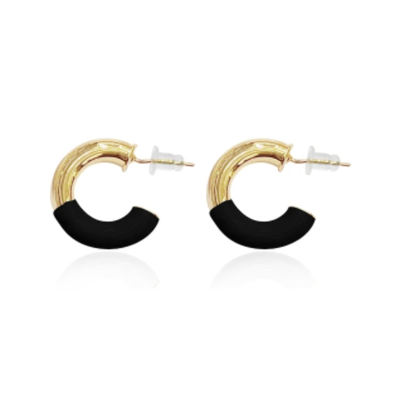 Black Enamel Small Earrings