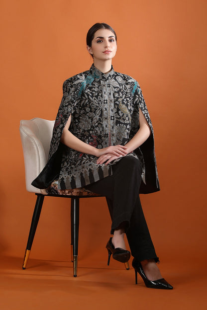 DUSALA INDIA  RAVYA FINE WOOL SILK KANI CAPE