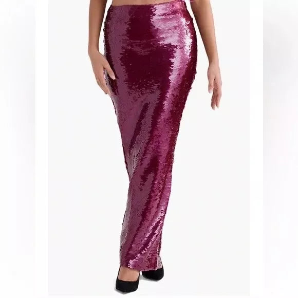 House of CB - Maroon sequin skirt