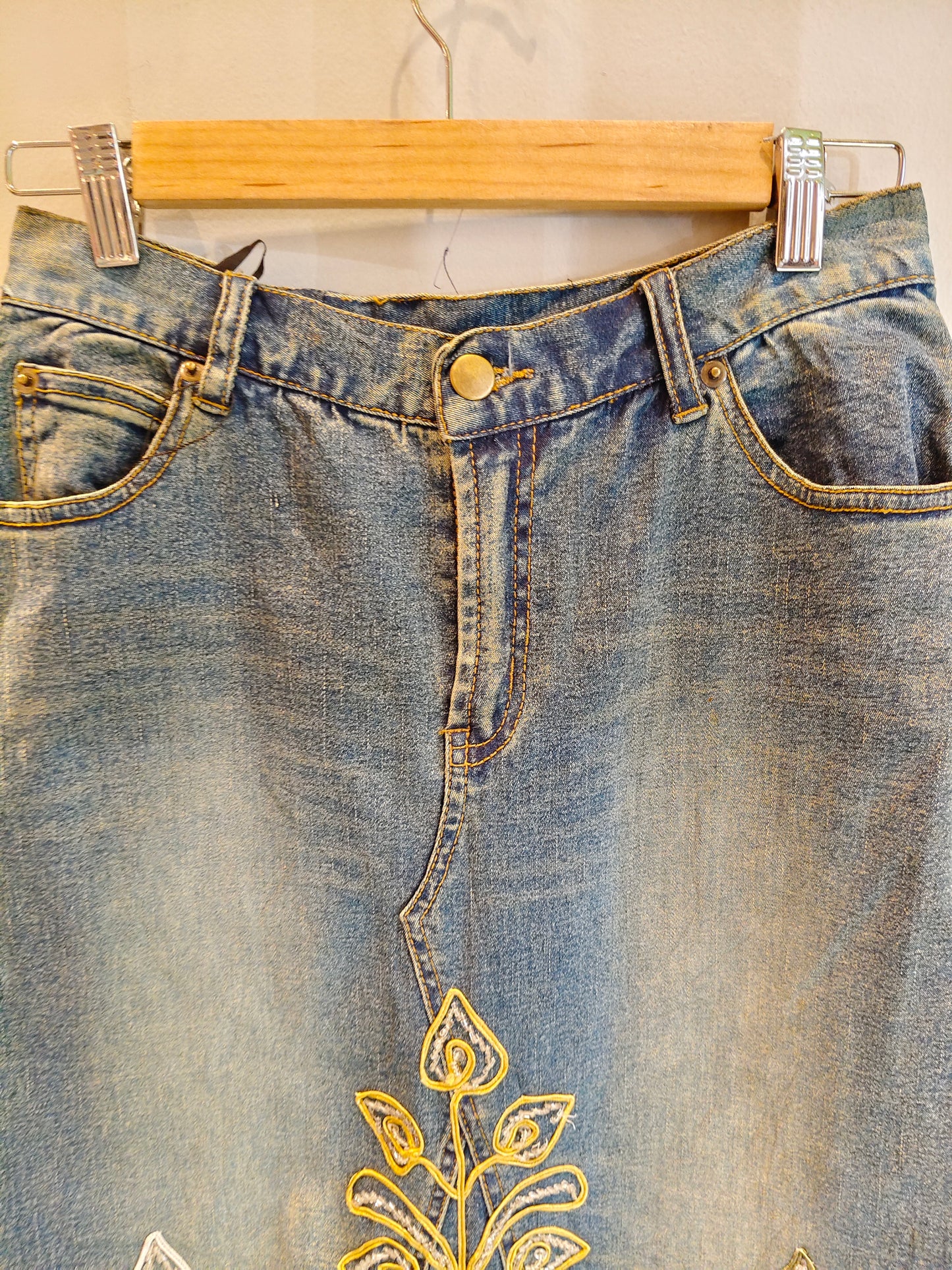 Embroidery Y2K Denim Skirt