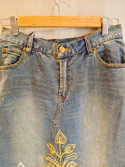 Embroidery Y2K Denim Skirt