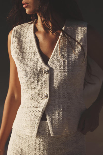 Zara Cream Knit Vest + Skirt
