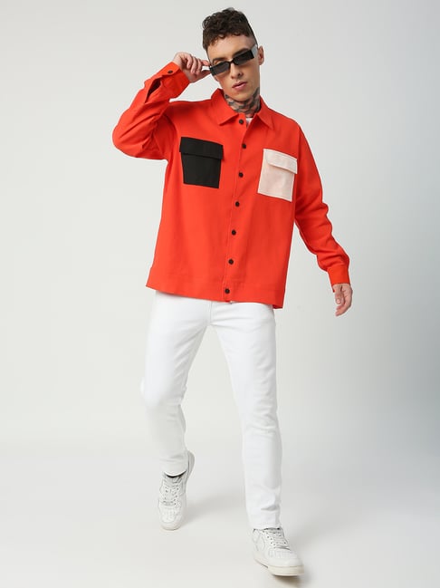 Blamblack Orange Relaxed Fit Oversized Jacket