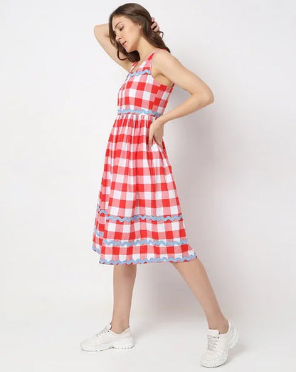 Vero Moda Red Checked Dress