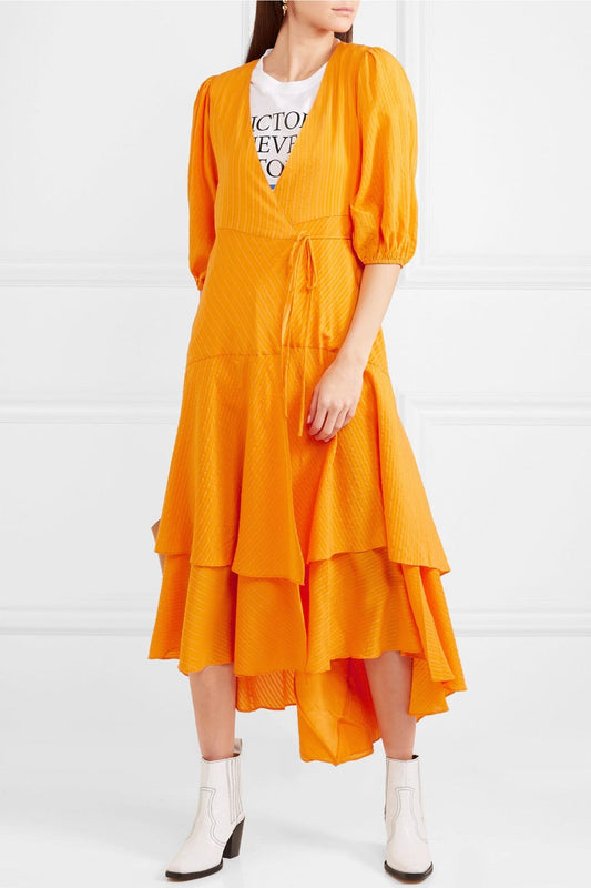 Ganni Tilden Mesh Rollneck Dress