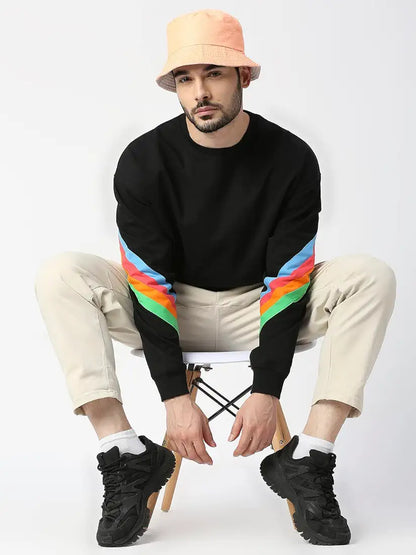 Blamblack Black Rainbow Line Full Sleeved Sweatshirt