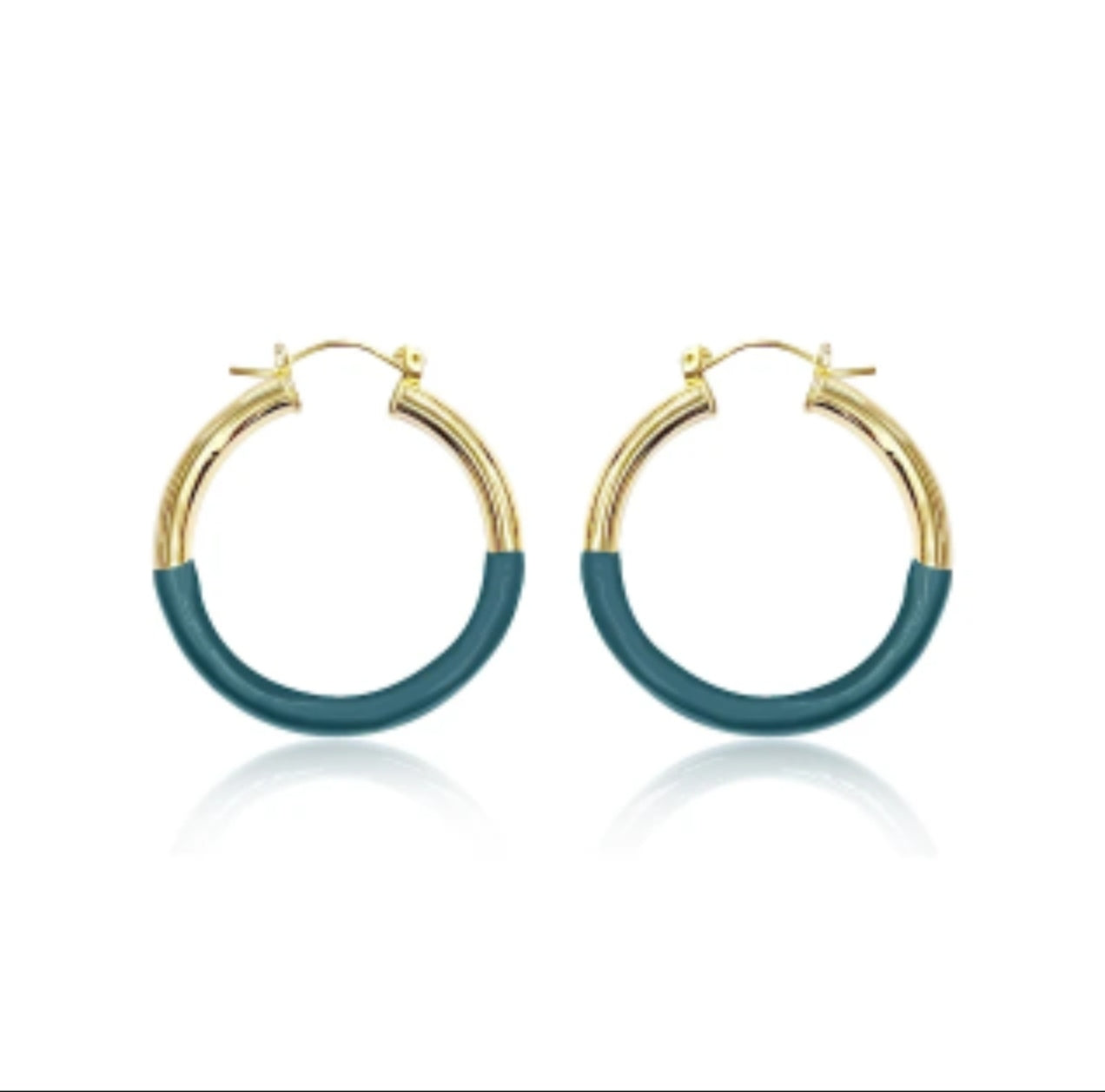 Gold Teal Medium Earrings